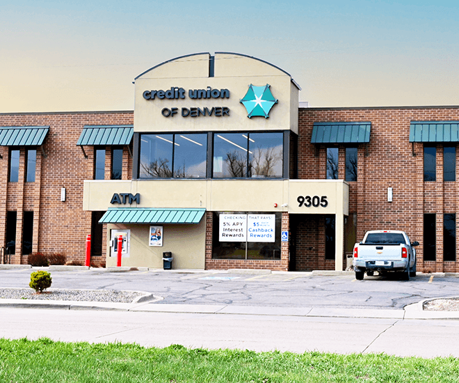 Credit Union of Denver Lakewood branch building exterior.