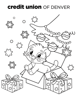 Christmas Kitten Coloring Sheet