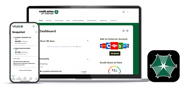 Digital Banking shown on laptop and mobile phone.