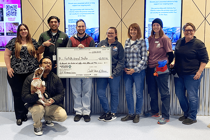 Foothills Animal Shelter giant check presentation for 2024