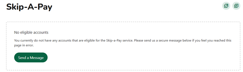 Skip-A-Pay showing no eligible accounts