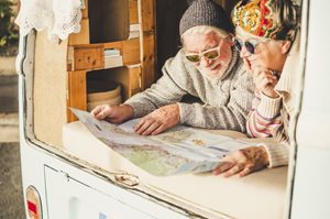 Senior couple traveling