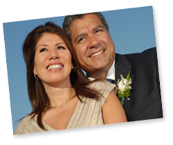 Headshot of couple at a wedding