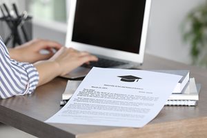 Student working on laptop