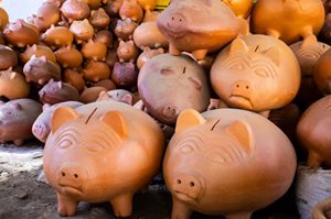 old clay piggy banks