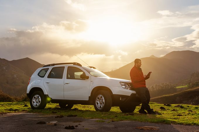 car on mountainside
