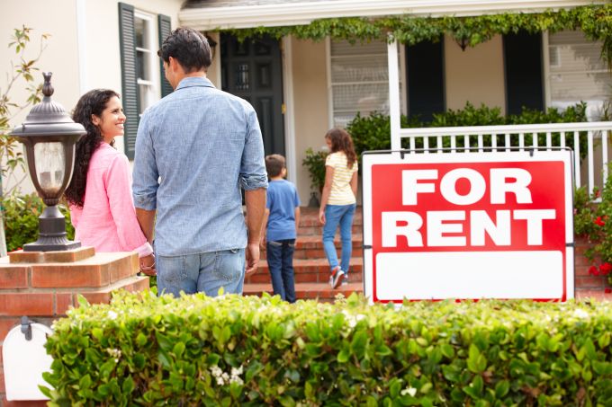 family outside house for rent