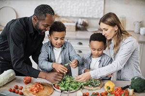 family cooking together