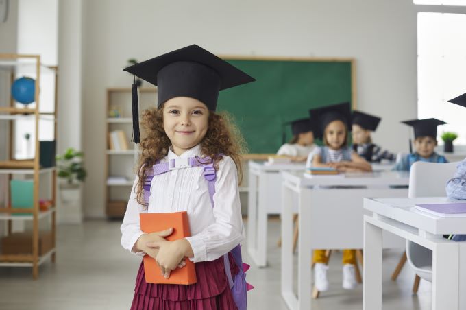 child graduating from kindergarten