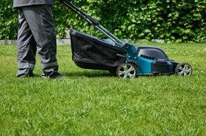 mowing the lawn