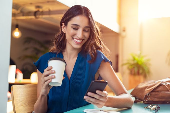 young woman looking at phone